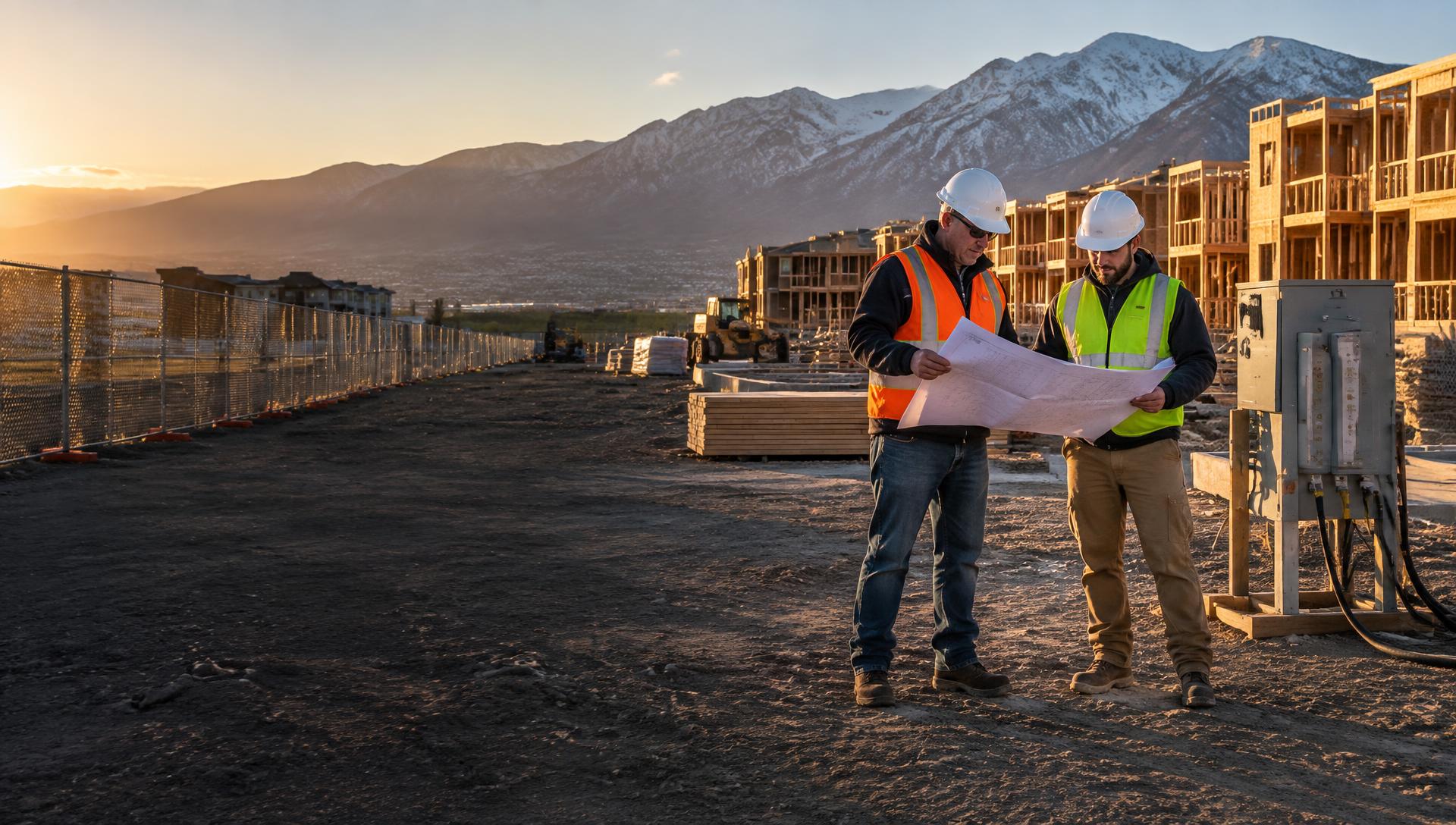 Superintendent and technician planning services at a Utah construction site